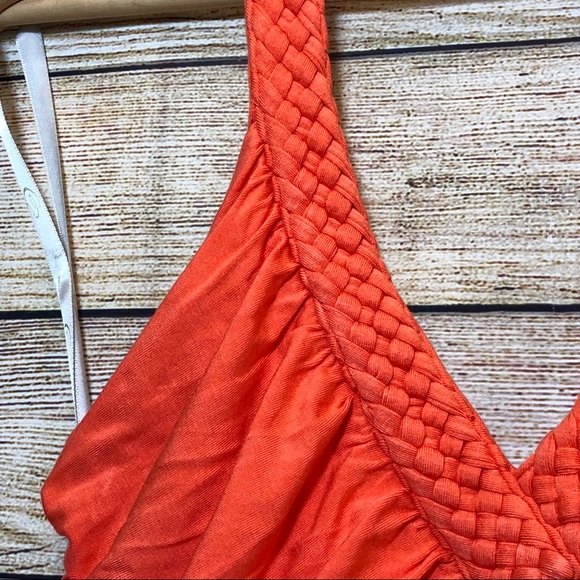 Boston Proper Braided Strap Orange Halter Dress S - Picture 4 of 7